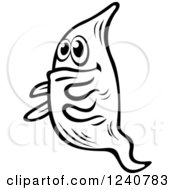 Clipart Of A Black And White Happy Amoeba Royalty Free Vector Illustration