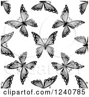 Poster, Art Print Of Seamless Black And White Butterfly Background Pattern 4