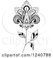Poster, Art Print Of Black And White Henna Flower 17