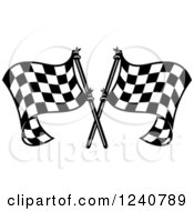 Poster, Art Print Of Black And White Crossed Racing Checkered Flags 3