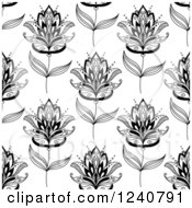 Clipart Of A Seamless Black And White Henna Flower Pattern 3 Royalty Free Vector Illustration