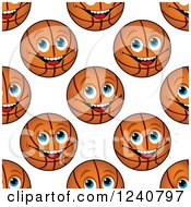 Clipart Of A Seamless Basketball Face Background Pattern 2 Royalty Free Vector Illustration