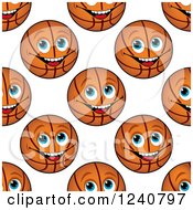 Poster, Art Print Of Seamless Basketball Face Background Pattern 2