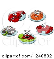 Poster, Art Print Of Happy Seafood On Plates