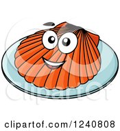 Poster, Art Print Of Happy Scallop On A Plate