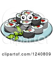 Poster, Art Print Of Happy Sushi On A Plate
