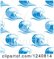 Poster, Art Print Of Seamless Background Pattern Of Blue Ocean Surf Waves 7