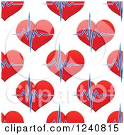 Poster, Art Print Of Seamless Background Pattern Of Hearts And Beats