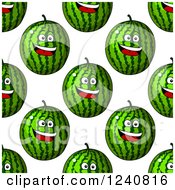 Poster, Art Print Of Seamless Background Pattern Of Happy Watermelons 2