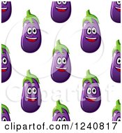 Clipart Of A Seamless Background Pattern Of Happy Eggplants Royalty Free Vector Illustration