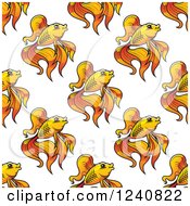 Seamless Background Pattern Of Fancy Goldfish
