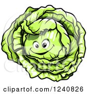 Clipart Of A Happy Cabbage Royalty Free Vector Illustration