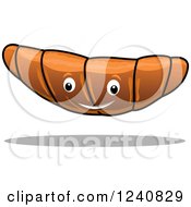 Clipart Of A Happy Croissant Character Royalty Free Vector Illustration
