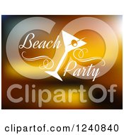 Poster, Art Print Of Beach Party Text With A Cocktail On Gradient Orange