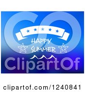 Clipart Of A Banner With Starfish And Happy Summer Text Royalty Free Vector Illustration