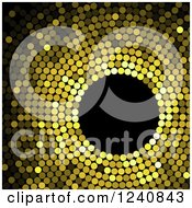 Poster, Art Print Of Yellow Off Centered Dot Mosaic Circle On Black