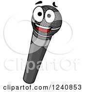 Clipart Of A Happy Microphone Royalty Free Vector Illustration