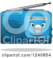 Clipart Of A Happy Blue Radio Royalty Free Vector Illustration