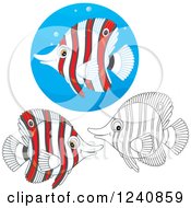 Poster, Art Print Of Black And White And Colored Butterflyfish