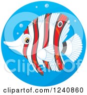 Striped Red And White Butterflyfish In A Water Circle