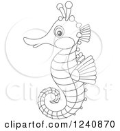Clipart Of A Cute Black And White Seahorse Royalty Free Vector Illustration by Alex Bannykh