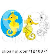 Clipart Of Cute Seahorses Royalty Free Vector Illustration