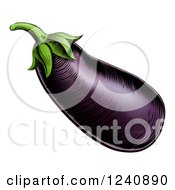 Clipart Of A Woodblock Purple Eggplant Royalty Free Vector Illustration