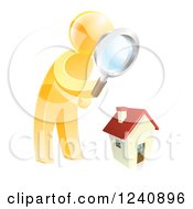 Poster, Art Print Of 3d Gold Man House Hunting