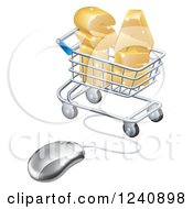 Poster, Art Print Of 3d Mouse Wired To A Shopping Cart With Golden Sale