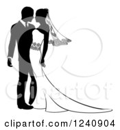 Clipart Of A Black And White Passionate Bride And Groom Royalty Free Vector Illustration