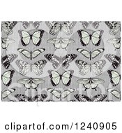 Seamless Background Pattern Of Butterflies On Stripes