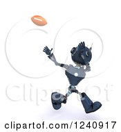 Clipart Of A 3d Blue Android Robot Playing American Football 5 Royalty Free Illustration