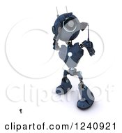 Poster, Art Print Of 3d Blue Android Robot Teeing Off While Golfing