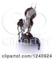 3d Android Robot Exercising On A Cross Trainer