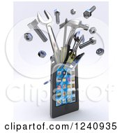 Poster, Art Print Of 3d Smartphone Unzipping With Tools