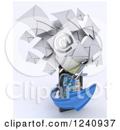 Clipart Of A 3d Unzipping Smartphone With An Arrow And Email Envelopes Royalty Free Illustration by KJ Pargeter