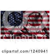Clipart Of A 3d Rippled American Flag Background Royalty Free Illustration