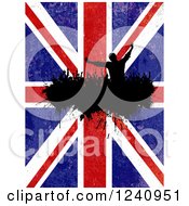 Poster, Art Print Of Silhouetted Crowd Of Fans Cheering Over A Distressed Union Jack British Flag