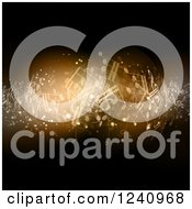 Clipart Of A Golden Glowing Wave Of Music Notes On Black Royalty Free Vector Illustration by KJ Pargeter