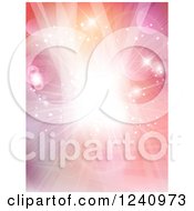 Poster, Art Print Of Bright Spotlight On Gradient Pink And Orange With Flares
