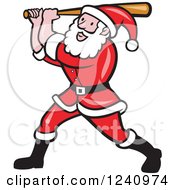 Clipart Of Santa Claus Swinging A Basketball Bat Royalty Free Vector Illustration by patrimonio