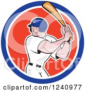 Clipart Of A Swinging Cartoon Baseball Player In A Circle Royalty Free Vector Illustration