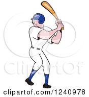 Poster, Art Print Of Swinging Cartoon Baseball Player