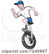 Cartoon Man Riding A Unicycle