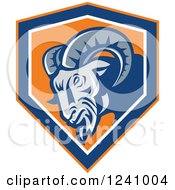 Poster, Art Print Of Tough Ram In A Blue And Orange Shield