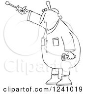 Poster, Art Print Of Black And White Worker Man Pointing With A Nut Driver