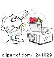 Clipart Of A Fearful Moodie Emoticon Cooking The Books Royalty Free Vector Illustration