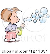 Caucasian Girl Blowing Bubbles