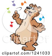 Poster, Art Print Of Happy Bear Dancing With Colorful Music Notes