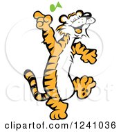 Clipart Of A Happy Tiger Dancing Royalty Free Vector Illustration by Johnny Sajem #COLLC1241036-0090